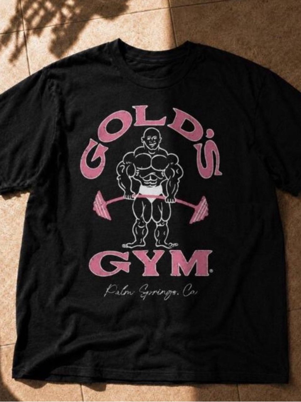 Gildan Black Tee with Pink Gold's Gym Graphic